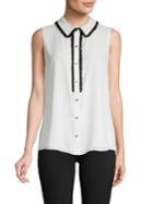 Karl Lagerfeld Paris Ruffle-trim Buttoned Sleeveless Top
