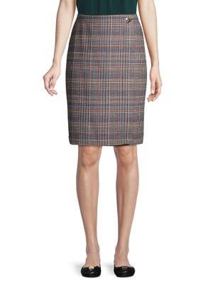 Calvin Klein Textured Plaid Pencil Skirt