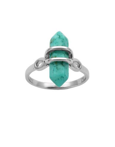 Lord & Taylor Turquoise Colored Magnesite Sterling Silver Rhodium Plated Ring