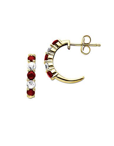 Lord & Taylor Ruby And Sapphire 14k Gold Hoop Earrings
