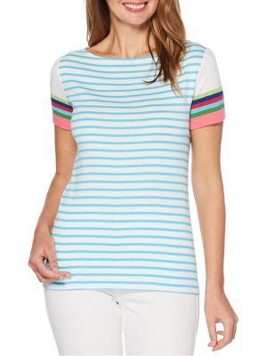 Rafaella Petite Striped Short Sleeve Tee