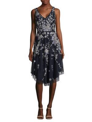 Aidan By Aidan Mattox Beaded Floral Dress