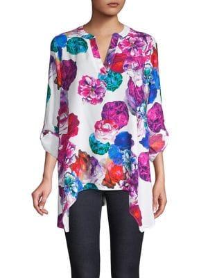 Context Floral Split Neck Top