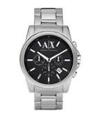 Armani Exchange Mens Round Silver Stainless Steel Chronograph Watch