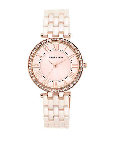 Anne Klein Pink Ceramic Link Bracelet Watch