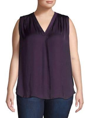 Vince Camuto Plus V-neck Rumple Tank