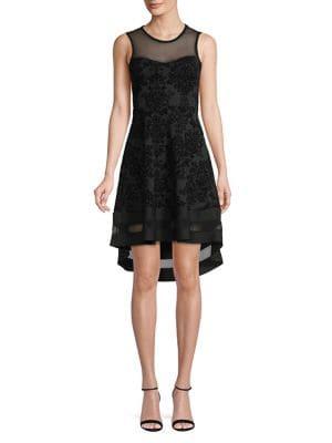 Quiz High-low Mesh & Glitter Flock Dress