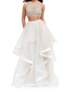 Glamour By Terani Couture Beaded Crop Top 2-piece Ballgown