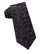 Black Brown Botanical Silk Tie