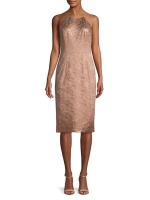 Adrianna Papell Embroidered Lace Sheath Dress