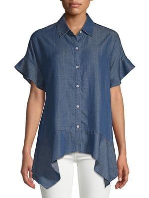 Lord & Taylor Sofia Denim Asymmetric Shirt