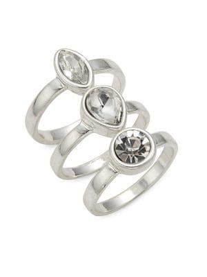 Design Lab Three-piece Sterling Silver Mixed-stone Ring Set