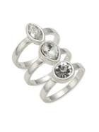 Design Lab Three-piece Sterling Silver Mixed-stone Ring Set
