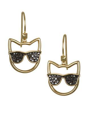 Karl Lagerfeld Crystal Sunglasses Cat Drop Earrings