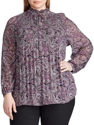 Lauren Ralph Lauren Plus Printed Georgette Blouse