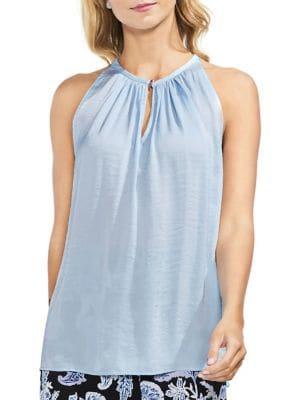 Vince Camuto Petite Tropic Heat Rumple Keyhole Blouse