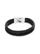 Lord & Taylor Stainless Steel & Vegan Leather Braided Bracelet