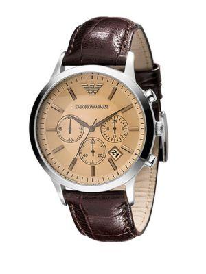 Emporio Armani Leather Chronograph Watch