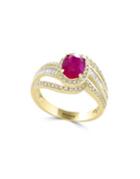 Effy Amore Natural Ruby, Diamond And 14k Yellow Gold Ring