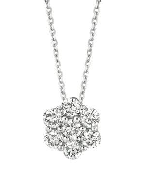 Morris & David Diamond And 14k White Gold Flower Pendant Necklace