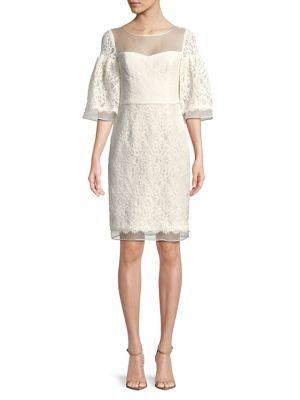 Nue By Shani Lace-covered Bell-sleeve Dress