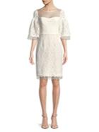 Nue By Shani Lace-covered Bell-sleeve Dress