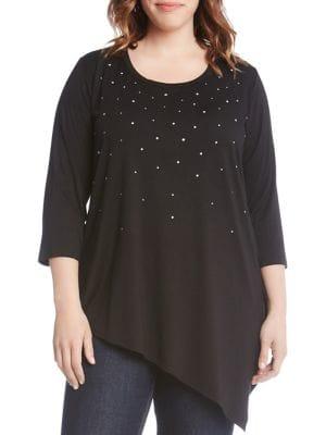 Karen Kane Plus Asymmetric Rhinestone Top