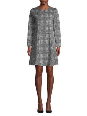 Jones New York Long-sleeve Glen Plaid A-line Dress