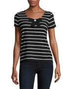 Karl Lagerfeld Paris Striped Bow Accented Tee