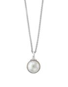 Effy 12.5mm White Mabe Pearl, Diamond & Sterling Silver Wheat Chained Pendant Necklace