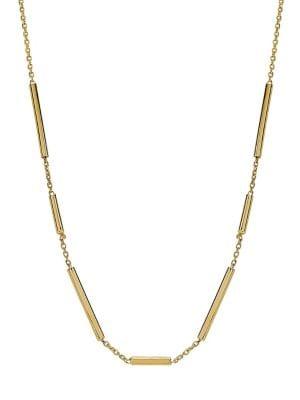 Lord & Taylor 14k Yellow Gold Square Tube On Chain Necklace