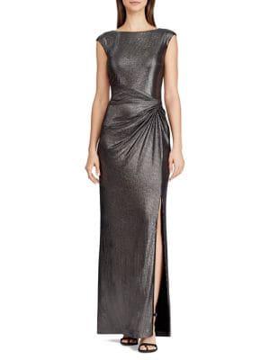 Lauren Ralph Lauren Metallic Cap-sleeve Gown