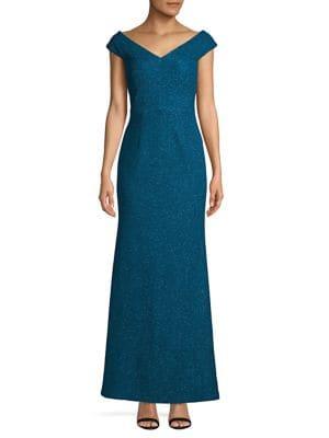 Eliza J Glitter Wide-neck Mermaid Gown