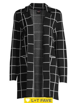 Rafaella Windowpane Open-front Blazer Cardigan