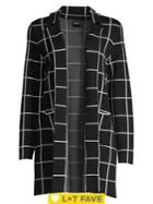 Rafaella Windowpane Open-front Blazer Cardigan