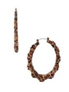 Betsey Johnson Goldtone Leopard-print Hoop Drop Earrings