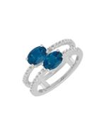 Lord & Taylor Blue, White Topaz And Sterling Silver Ring