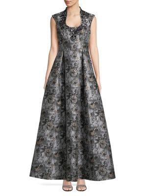 Aidan By Aidan Mattox Embellished Floral Gown