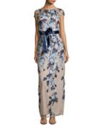 Adrianna Papell Embroidered Floral Gown
