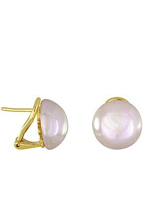 Majorica 14mm White Mabe Pearl Stud Earrings