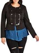 City Chic Plus Fitted-fit Embellished Military Jacket