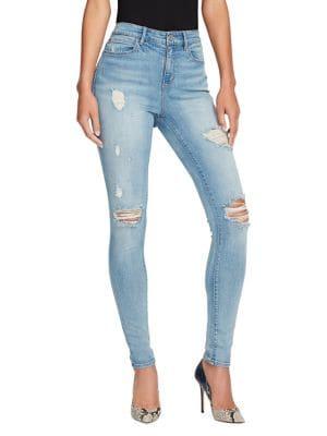 Skinny Girl Distressed High-rise Skinny Jeans