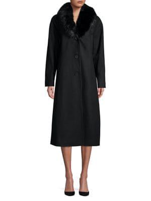 J Jones New York Faux-fur Trimmed Midi Coat