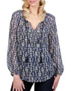 Lucky Brand Peas Embroidered Top
