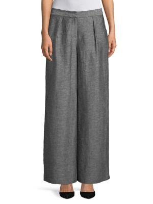 H Halston Wide-leg Linen-blend Trousers