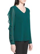 Calvin Klein Ruffled Long-sleeve Malachite Top