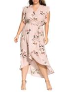 City Chic Plus Wrap Rose Play Maxi Dress