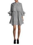 French Connection Pleated Bell-sleeve Shirt Dress