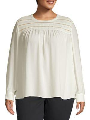 Vince Camuto Plus Pintuck Blouse