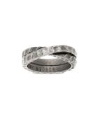 Steve Madden Stainless Steel Hammered Crossover Band Ring